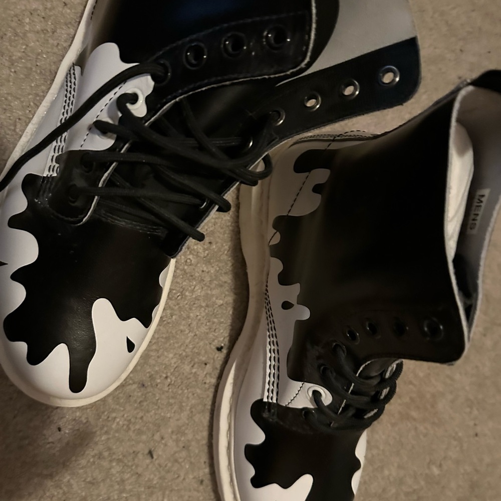 Black and White Splatter faux Doc Martens